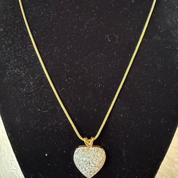 Vermeil gold heart necklace with cz’s 18-20 inches - Picture 7 of 9